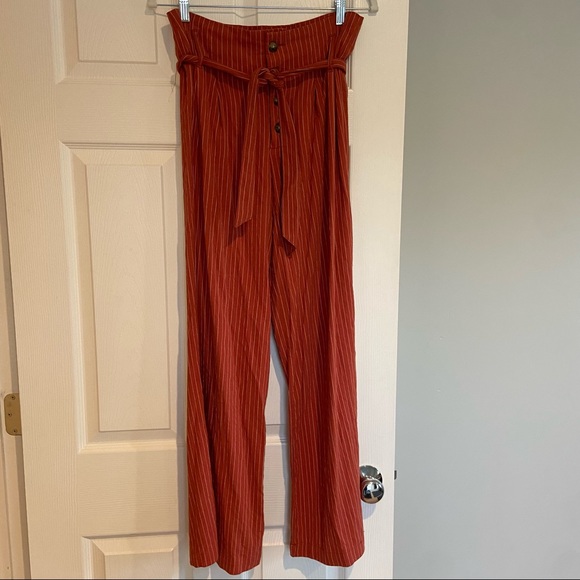 Francesca’s high waisted orange and white stripe pants - Picture 1 of 6